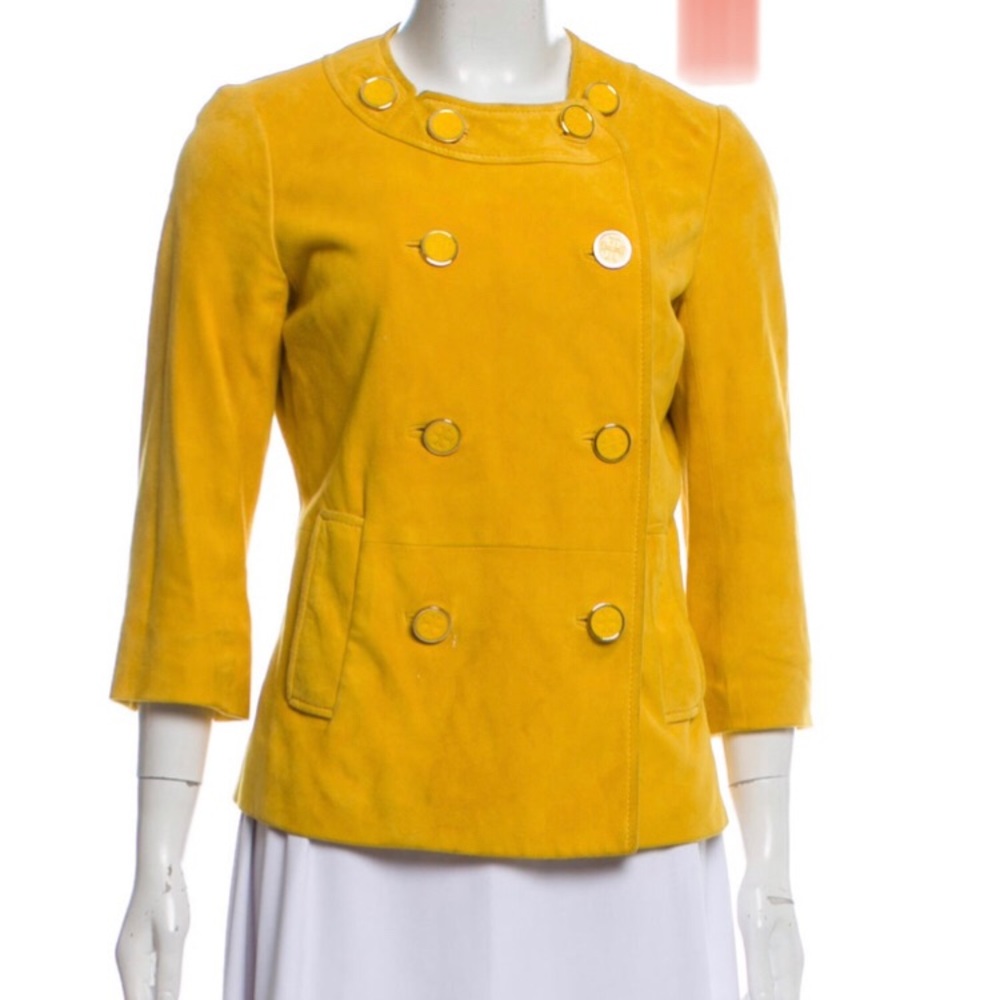 Yellow Tory Burch suede jacket